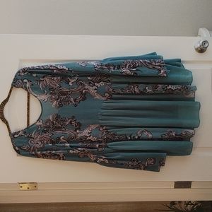 Free People Turquoise Flowy Sheer Tunic